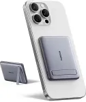 BASEUS Powerbank PicoGo AM31 Qi2 5000mAh 20W ultracienki kompatybilny z MagSafe z podstawką z kablem plecionym Baseus Simple USB-C 20cm - szary