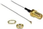 DELOCK Antennenkabel SMA Buchse zum Einbau zu I-PEX Inc., MHF&reg; 4 Stecker 0.81, 20 cm Gewindel&auml;nge 10 mm