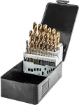 NEO TOOLS Wiertła do metalu HSS-TiN 1.0-13.0 mm, zestaw 25 szt.