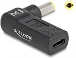 DeLOCK Adapter f&uuml;r Notebook Ladekabel USB Type-C&trade; Buchse zu 5,5 x 2,5 mm Stecker 90&deg; gewinkelt