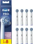 Braun Oral-B | Replaceable toothbrush heads | EB60X-8 Sensitive Clean Pro | Heads | For adults | Number of brush heads included 8 | White