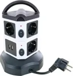 SCHWAIGER Steckdosentower 7 x Schuko + 2x USB 1,8m