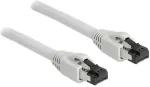 DELOCK - Patch-Kabel - RJ-45 (M) zu RJ-45 (M) - 25cm - 7,5 mm - S/FTP, PiMF - CAT 8,1 - halogenfrei, bis zu 40 Gbps Datentransferrate, ohne Haken - Grau (80556)