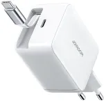 Joyroom reisilaadija GaN kiire laadija Type-C, 67W, PD 3.0, QC 5.0, PPS, UFCS, sisseehitatud kokkupandava Type-C kaabliga (0.7m), White (JR-TCL06)