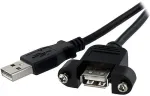 StarTech.com USB A auf A Blendenmontage Kabel - Bu/St - USB-Verl&auml;ngerungskabel - USB Typ A, 4-polig (M) - USB Typ A, 4-polig (W) - 91,4 cm (USB/USB2.0) - Schwarz (USBPNLAFAM3)
