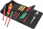 WERA Kraftform Kompakt VDE 16 Universal 1 Tool Finder, 16-piece, screwdriver (red/yellow, including plug-in handle, phase tester, VDE interchangeable blades)