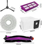 Tolmuimeja MIDEA V15 Spare Parts kit: 1x Side Brush, 2x Mop Pad, 1x Roller Brush, 1x Filter, 1x Dust Bag