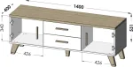 Cama MEBLE Cama RTV stand LOTTA 140cm valge + sonoma oak