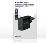 Q-LANTEC Qoltec GaN POWER PRO Charger | 2xUSB-C | 2xUSB | 130W | 5-20V | 1.5-5A | XP | Black