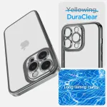 Spigen Kaitse&uuml;mbris Optik Crystal, Apple iPhone 14 Pro, tagakaamera kaitsega, l&auml;bipaistev tumehalli &auml;&auml;rega,
