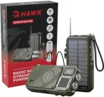 Hawk HWRDI440GN Radio Solar Dynamo With Powerbank, Black