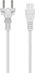 DELTACO aparaadikabel, rak CEE 7/7 - rak IEC C5, 3m, 3X 1,0mm2, vit