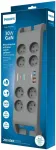 PHILIPS Surge protector power strip 8 sockets 4xUSB