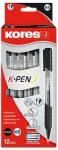 Kores Pastapliiats K6-F 0,7mm, kolmnurkne, must, 2 tk
