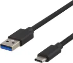 Deltaco Kaabel USB 3.1, USB-C, 1m, must kangasjuhe/ USBC-1284