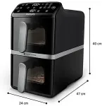 Frit&uuml;&uuml;r PHILIPS 4000 series NA461/00 fryer Double 10 L Stand-alone 2750 W Hot air fryer Black, Silver