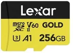 M&auml;lukaart LEXAR microSDXC 256GB Gold UHS-II V60 A1