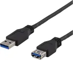 DELTACO USB 3.1 Gen1 pikenduskaabel, 2m, USB-A isane USB-A naistele,