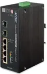 PLANET IGS-624HPT - Switch - 4 x 10/100/1000 (PoE+) + 2 x Gigabit SFP - an DIN-Schiene montierbar, wandmontierbar - PoE+ (120 W) - Gleichstrom