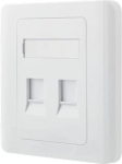 DELTACO recessed Keystone wall outlet, 2 ports, dust cover, white / VR-227