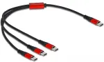 DeLOCK USB Ladekabel 3 in 1 USB Type-C&trade; zu 3 x USB Type-C&trade; 30 cm schwarz / rot