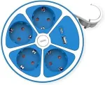 ROLINE 4-fach Steckdosenleiste mit Schalter, rund, USB-Charger A+C, blau, 3 m