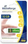 M&auml;lukaart MediaRange USB Nanostick 32GB m. Klammerfunktion roheline