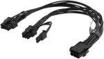DELTACO sisemine PCIe toitejuhe, 6-kontaktiline kuni 2x 8-pin, 0,3 m, must