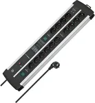 Brennenstuhl Premium-Protect-Line Duo gaming power strip 14-way (black/silver, 120,000 A surge protection, 2x USB-A, 3 meters)