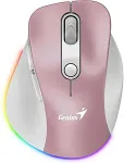 Hiir Genius Ergo 9000S Pro/Ergonomick&aacute;/Optick&aacute;/Pro prav&aacute;ky/2 400 DPI/USB+BT/Růžov&aacute;