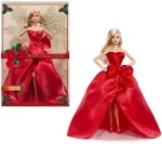 Mattel Barbie Signature 2026 Holiday Fashion Doll, Seasonal Collector, Blonde with Red Gown with Bow Detail
