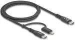 DELOCK USB Kabel 2 in 1 USB Type-C&trade; zu USB Type-C&trade; / Lightning&trade; f&uuml;r iPhone&trade; und iPad&trade; 1 m MFi 60 W