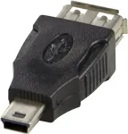 DELTACO USB-adapter A-t&uuml;&uuml;p - t&uuml;&uuml;p Mini-B ha, must