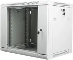 LANBERG wall-mounted installation rack cabinet 19" 9U 600x450mm gray (glass door)