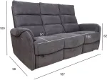 Home4you Diivan BOWERS 3-kohaline elektriline recliner 187x98xH109cm, sinakashall