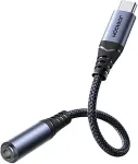 Joyroom adapter USB-C DAC 3,5 mm mini pistik, 60W, 0,14 m, Black (SY-C01)