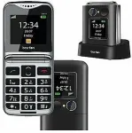 Mobiiltelefon Bea-fon Beafon Fold 10 Silver Line, Grotastenklapphandy, schwarz-silber