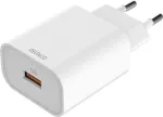 DELTACO USB seinalaadija, 1x USB-A, kiirlaadimine 18 W, valge