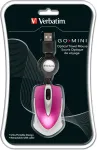 Hiir VERBATIM Go Mini Optical Travel Mouse - Maus - rechts- und linksh&auml;ndig - optisch - 3 Tasten - kabelgebunden - USB - Hot Pink