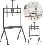 Maclean TV stand / cart, camera shelf, on casters, 55-100", max load 120kg/10kg shelf, max. VESA 900x600, black, MC-114 B