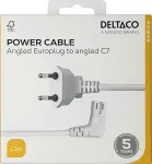 DELTACO Toitejuhe CEE 7/16 - C7 nurgeline, 1,5m, valge