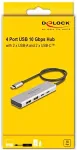 DeLOCK USB 10 Gbps USB Type-C Hub mit 2 x USB Typ-A und 2 x USB Type-C mit 35cm Anschlusskabel