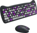 Klaviatuur Canyon HSET-W6 EN Keyboard+Mouse Kitty Edition AAA+АА Wireless Violet