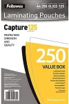 Fellowes Laminating Pouches Capture 125 micron - Taschen f&uuml;r Laminierung - 250 - A4 (210 x 297 mm) (5314901)