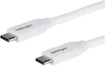 StarTech.com USB-C auf USB-C Kabel mit 5A Power Delivery - St/St - 2m - USB 2.0 - USB-IF zertifiziert - USB Typ C Kabel - USB-Kabel - USB-C (M) bis USB-C (M) - Thunderbolt 3 / USB 2.0 - 5 A - 2 m - wei&szlig;