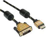 ROLINE 11.04.5891 video cable adapter 2 m HDMI DVI Black, Gold