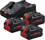 Bosch . BATTERY 18V 8.0Ah PROCORE 3pcs. +CHARGER GAL 18V-160 ...