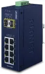 Planet IGS-1020TF - Switch - nicht verwaltet - 8 x 10/100/1000 + 2 x Gigabit SFP - an DIN-Schiene montierbar - AC 24 V / DC 12 - 48 V