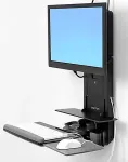 Monitor Ergotron StyleView Sit-Stand Vertical Lift, Patient Room - Befestigungskit (Wandmontage, Tastaturarm, Handgelenkkissen, Maushalterung, vertikale Verstellschiene, Barcode-Scanner-Halter) f&uuml;r LCD-Display/Tastatur/Maus/Strichcodescanner - Schwar ...