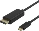 DELTACO USB-C - DisplayPort kabelis 4K UHD, paauksuotos jungtys, 1m, juodas / USBC-DP100-K / 00140012